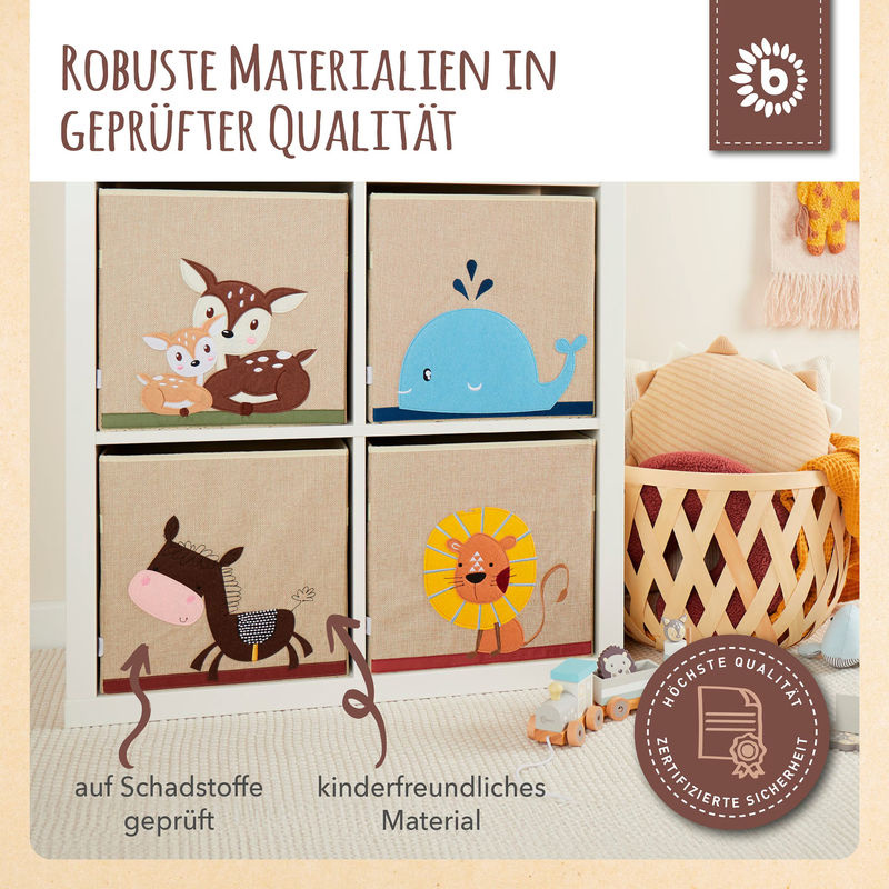 Bieco Aufbewahrungsbox Kinder Kallax Esel in Braun und Beige aus Polyester, B/H/T: 33 x 33 x 33 cm - Bild 2