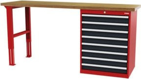 STIER Werkbank mit Schrankgehäuse in Rot und Grau, B/T/H: 200 x 60 x 86 cm - Bild 1