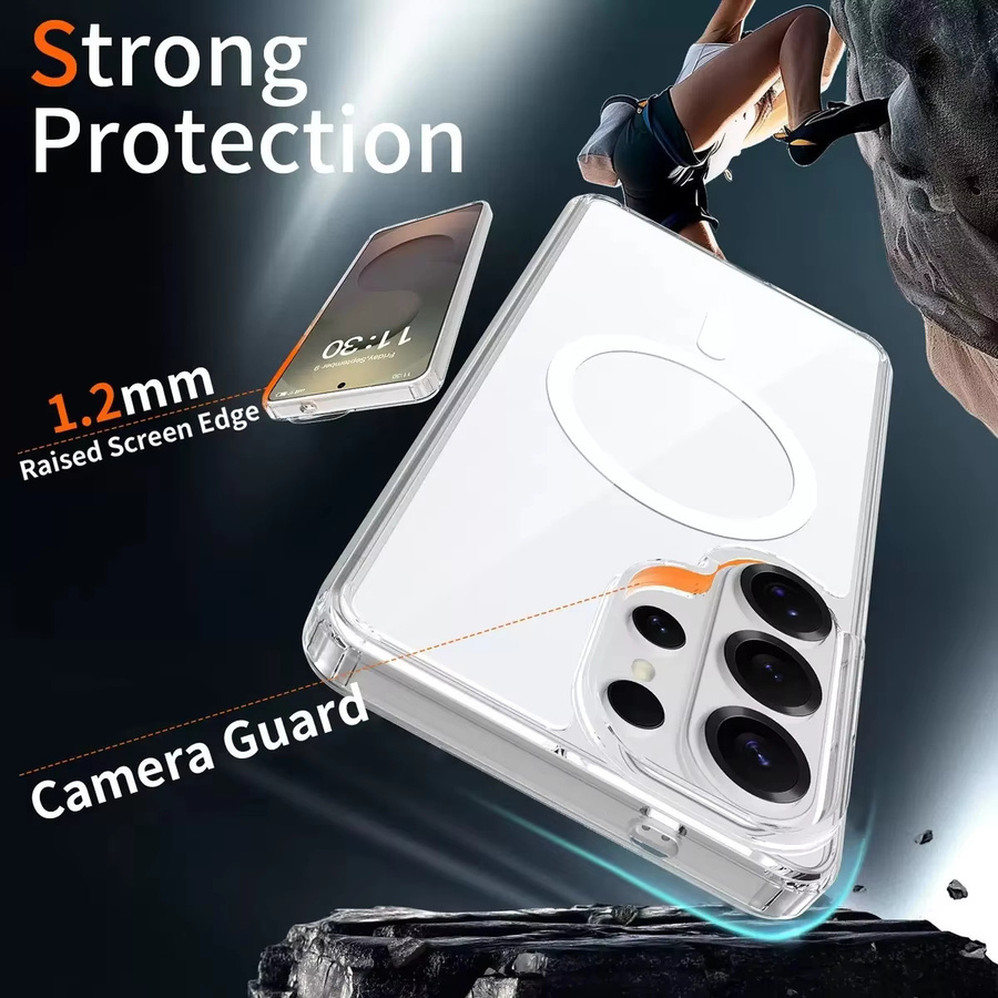 Magnetische transparente Schutzhülle für Samsung Galaxy S26 Ultra S25 FE S24 Plus S23 A17 A56 mit Farbkontrast in Weiß - Bild 5