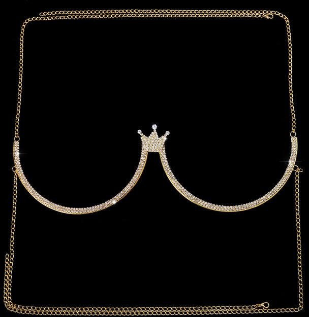Wucifang Jewelry Halskette Doppelanhänger Herz, Messing, Kristall, Damen - Bild 1