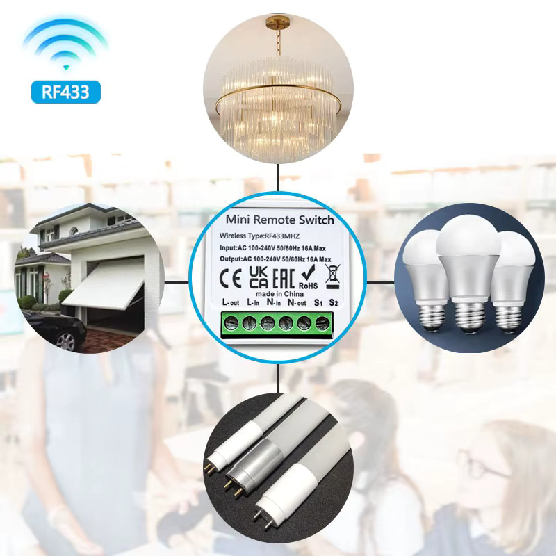 Shine-tale Smart Switch Mini RF 433 MHz Drahtlose Fernbedienung Lichtschalter mit 16A Relais-Empfänger und Automatisierungsmodul für LED-Lampen in Weiß - Bild 2