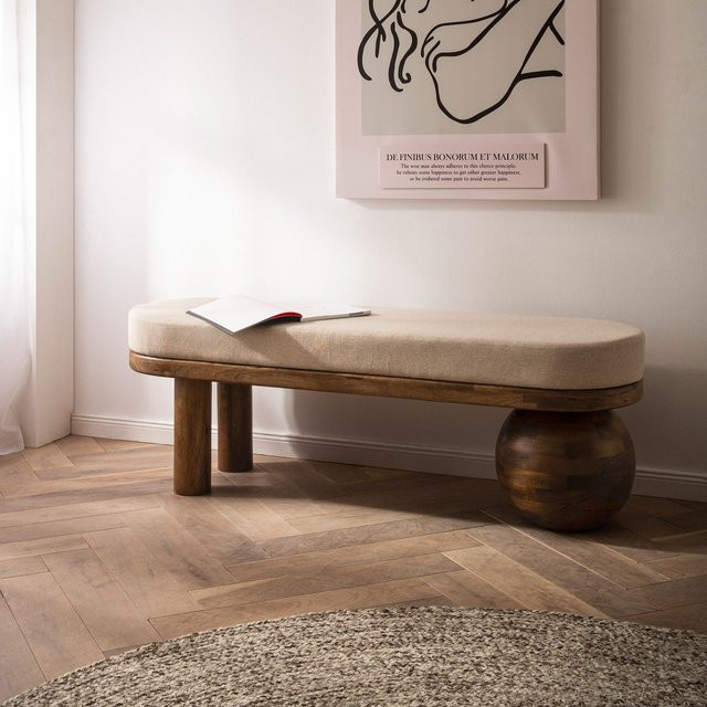 Moderne Polsterbank FineBuy aus Massivholz und Stoff in Beige, Breite: 140 cm - Bild 1