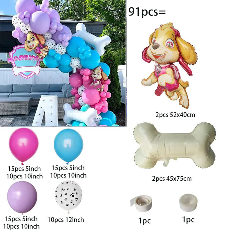 91-teiliges Paw Patrol Luftballon-Set aus Aluminiumfolie mit Zahlen für Kindergeburtstage und Babypartys, mehrfarbig - Bild 2