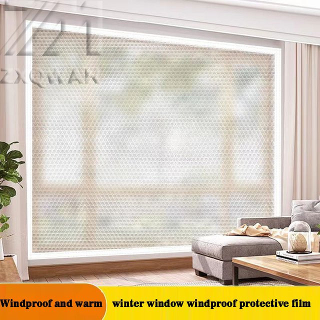 Zxqwan Winterfensterdichtungs-Isolierfolie aus transparentem Kunststoff, doppelschichtige Blasenfolie zur Wärmedämmung, B/H: 140 x 80 cm - Bild 1