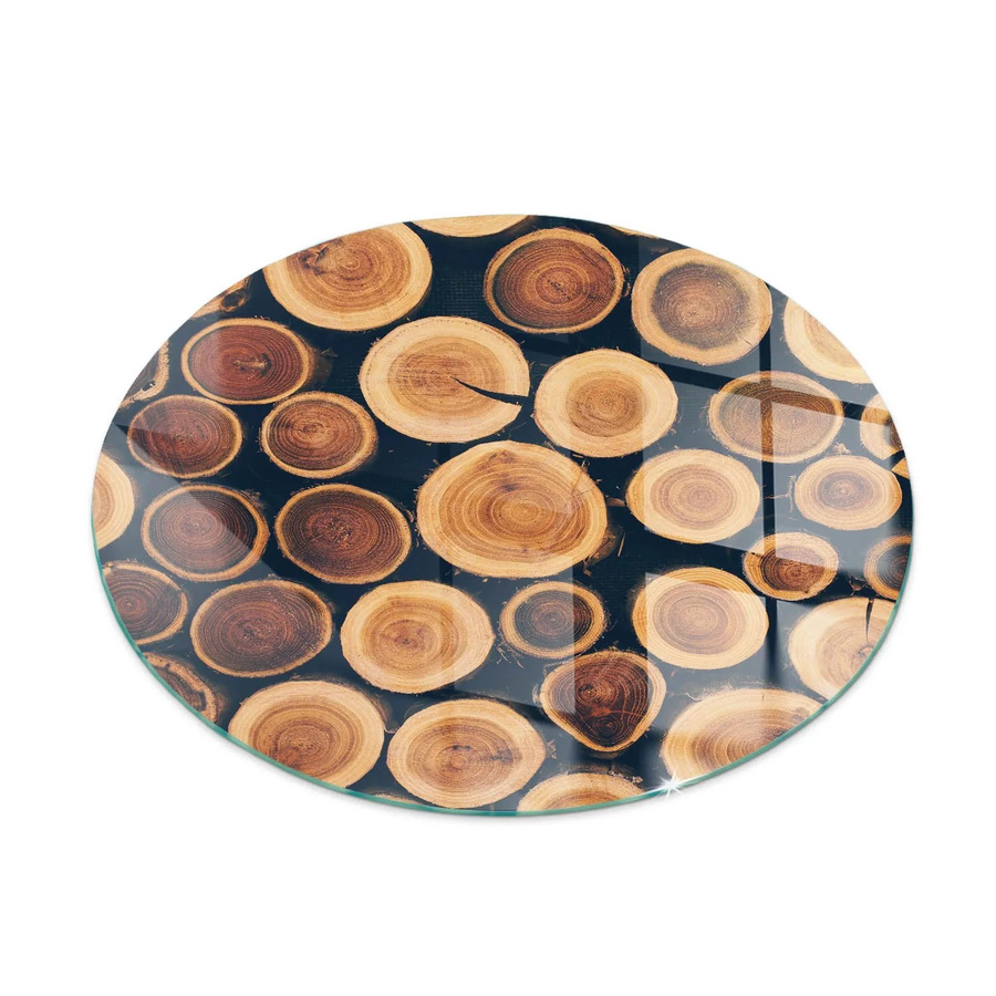 Tulup Funkenschutzplatte aus Glas für Kamin und Ofen, Rund, Braun, Durchmesser: 70 cm - Bild 2