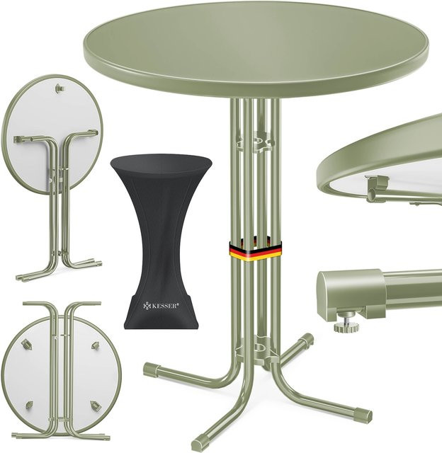 KESSER Gastro Stehtisch rund mit Klappfunktion und höhenverstellbarem Gestell, wetterbeständiger Bistrotisch für Garten und Gastronomie, Höhe: 144,8 cm - Bild 1