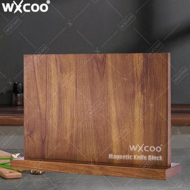 WXCOO Magnetischer Messerblock aus Akazienholz in Braun, Freistehender Messerhalter mit starken Magneten - Bild 1