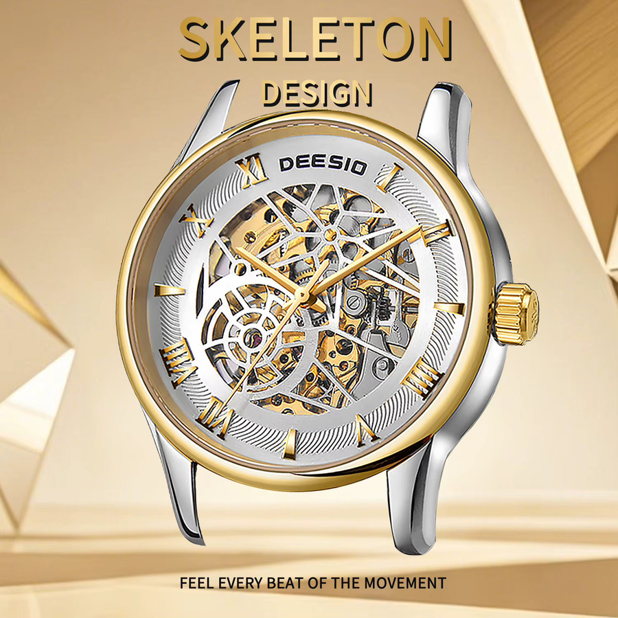 Deesio Armbanduhr Automatik, Edelstahl, Leder, Herren - Bild 3