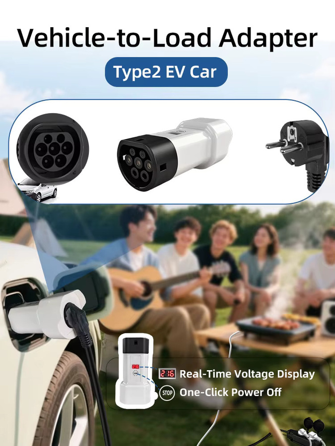EVqiaoyi Typ 2 V2L Entladegerät-Adapter mit EU-Stecker in Weiß für BYD Dolphin, Seal, Xpeng L03, Geely EX5, Omoda 9, Jaecoo J5, Hyundai und Renault - Bild 6