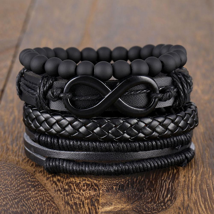 IFKM Jewelry Armband, Leder, Perle, schwarz, Unisex - Bild 4