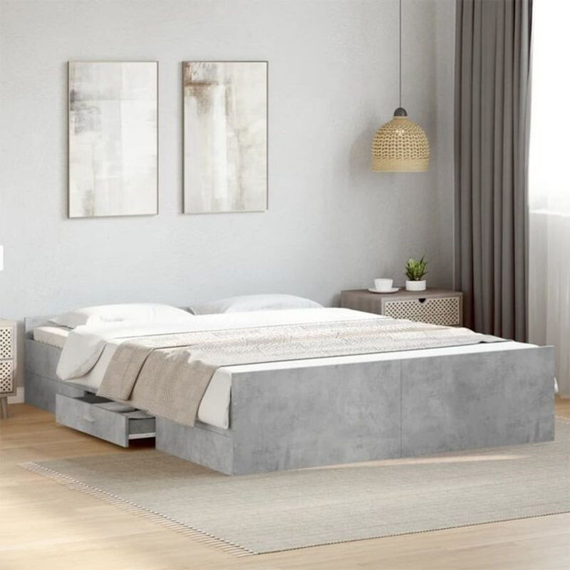 Modernes Funktionsbett Vidaxl mit Schubladen aus Holzwerkstoff in Grau, B/T/H: 140 x 200 cm - Bild 1