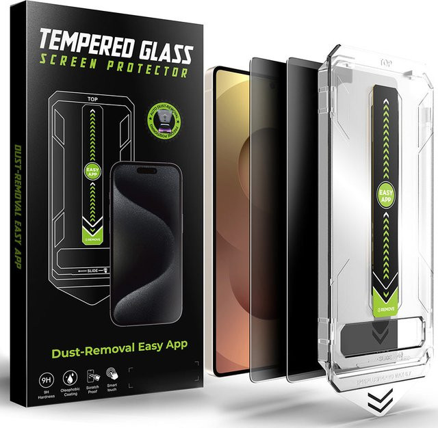 Techsuit TitanGlass CrystalHD Privacy-Schutzfolie für Samsung Galaxy S25 Ultra S938, Sicherheitsglas mit Vollkleber, 2er-Set, transparent - Bild 1