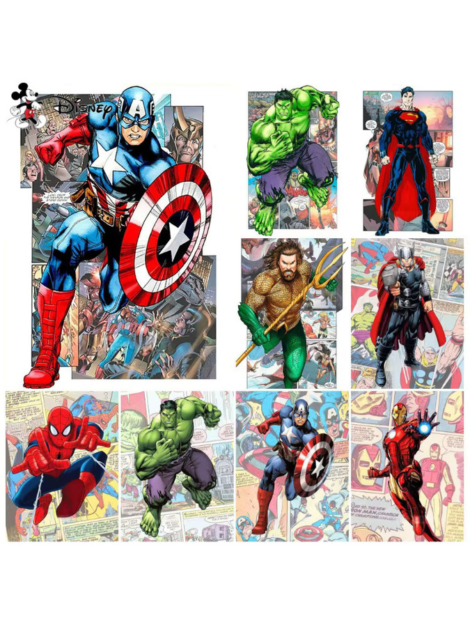 KAYOU 5D-Diamantgemälde Cartoon Captain America und Spider-Man DIY Diamant-Mosaik Porträt als Kindergeschenk, rund - Bild 3
