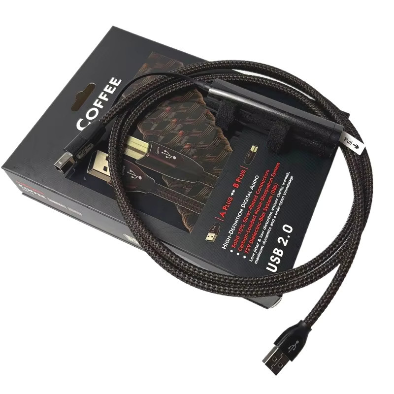 CUICUI EGG Kaffee HiFi USB A auf B Kabel mit 10 % Silber für Decoder, Soundkarte und DAC, Schwarz/Silber - Bild 2