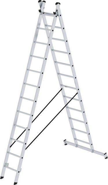 PROREGAL Sprossen-Mehrzweckleiter 2-teilig mit Traverse in Silber, 2 x 12 Sprossen - Bild 1
