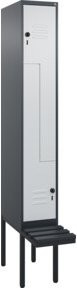 C+P Z-Spind Classic PLUS Sitzbank mit 2 Fächern und Sicherheits-Drehriegel, Kunststoff und Stahl, B/T/H: 212,0 x 30,0 x 81,5 cm - Bild 1