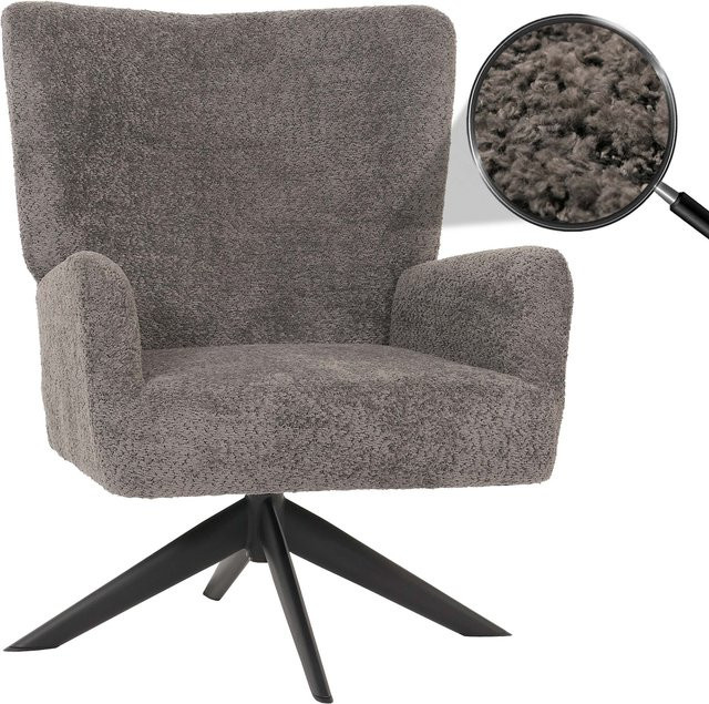 MCW Lounge-Sessel N65 drehbar in Dunkelgrau mit Textilbezug und Metallgestell - Bild 1