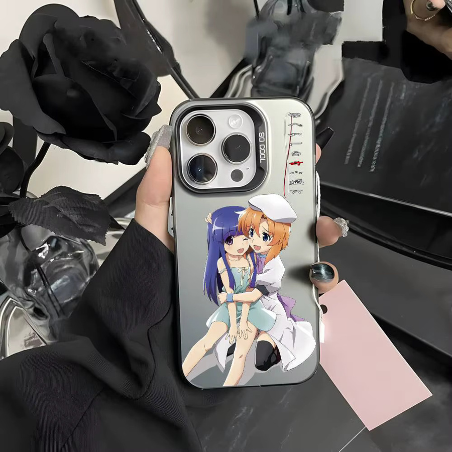 H-Higurashi Wenn sie weinen Handyhülle für iPhone 11 bis 17 Pro Max Multicolor Matte Laser Metallic Aurora Design - Bild 5