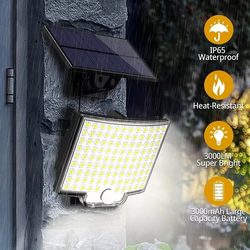 NEWBIRTH LED-Solar-Bewegungsleuchte für den Außenbereich mit separatem Solarpanel, wasserdichte Flutlicht-Wandleuchte in Schwarz mit 3 Lichtmodi für Garten und Garage - Bild 5