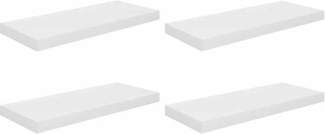vidaXL Schweberegale 4er Set Hochglanz-Weiß aus MDF, B: 60 cm, T: 23,5 cm, H: 3,8 cm - Bild 1