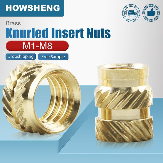 Howsheng Messing-Gewindeeinsatzmutter für 3D-Drucker, Goldfarben, M1 bis M8 für Hot Melt und Spritzguss - Bild 1