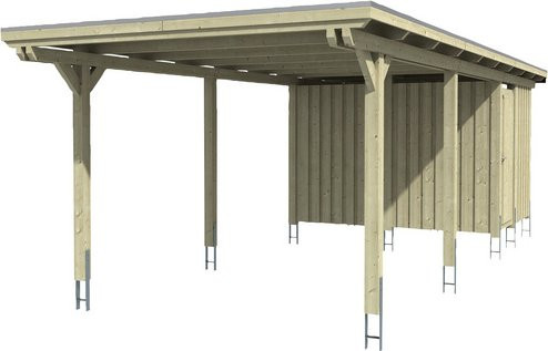 SKANHOLZ Carport Emsland aus Holz in Grau mit Regenrinne, Breite: 354 cm, Tiefe: 846 cm, Firsthöhe: 238 cm - Bild 1