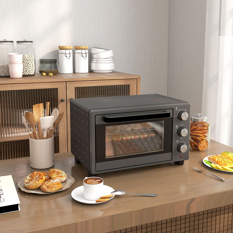 HOMCOM Minibackofen 21L aus Edelstahl in Grau mit 1400W, Timer und einstellbarer Temperatur von 100 °C bis 230 °C - Bild 2