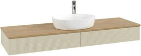 V&B Waschtischunterschrank Antao mit Frontstruktur in Eiche Honig und Grau Lackiert, B/T: 160 x 50 cm - Bild 1