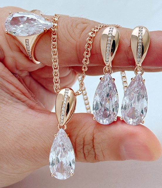 Kinel Schmuck-Set, 585 Gold, Roségold, Zirkonia, Damen - Bild 1