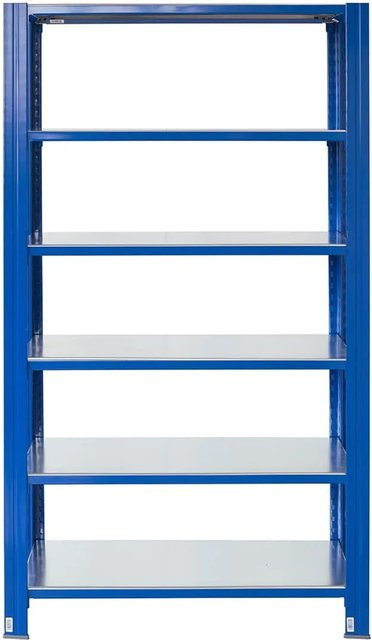 AR Shelving T Profile Steckregal Blau und Verzinkt mit 6 Böden, H x B x T: 250 x 80 x 40 cm - Bild 1