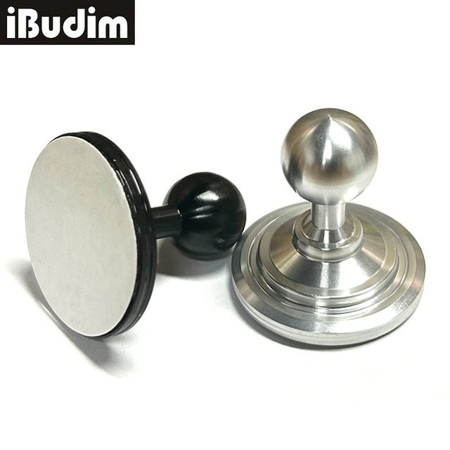iBudim Handyhalterung für das Auto aus Aluminiumlegierung mit 17mm Kugelkopf und Aufkleber-Basis in Silber - Bild 1