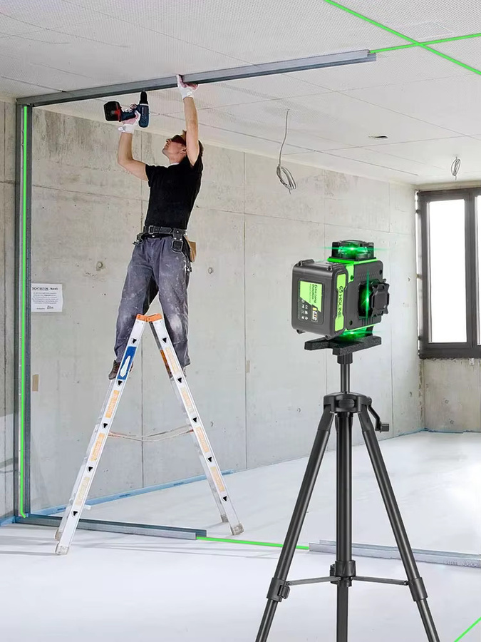 HGLINE 16 Linien Laser Nivelliergerät mit App-Steuerung, Fernbedienung und Power Display in Grün inklusive 100 cm Stativ - Bild 6