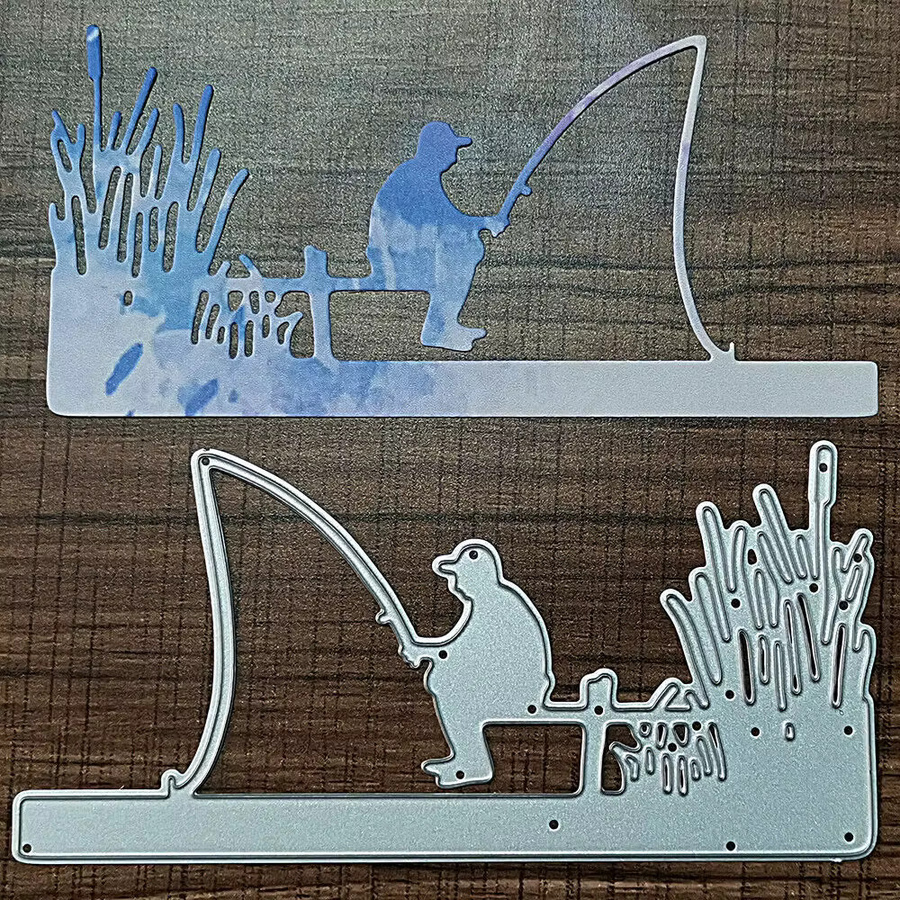 Metall-Schneidestanzform für Scrapbooking und DIY-Bastelarbeiten mit Angler-Motiv - Bild 3