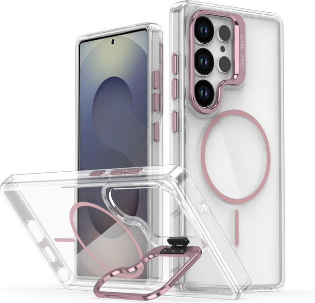 Transparente Schutzhülle mit integriertem Kamera-Ständer für Samsung Galaxy S26 S2 Ultra S24 Plus S23 FE A55 A35 A16 A54 A34 A15 A14 in Grau - Bild 1