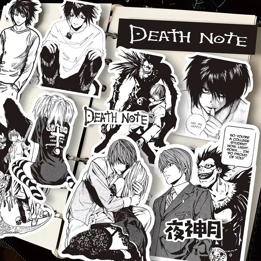 65er Set Anime Death Note Aufkleber von GOGOTU in Schwarz und Weiß zur Dekoration von Laptop, Koffer und Fahrrad - Bild 6