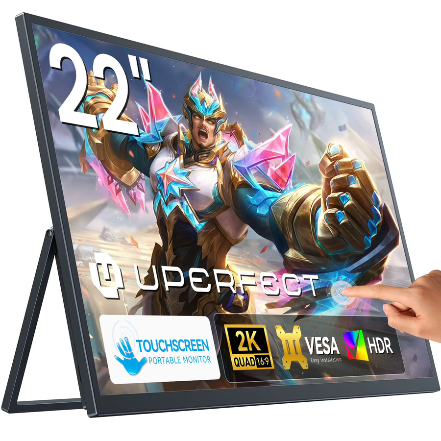 UPERFECT 22 Zoll 2K QLED Touchscreen-Monitor in Schwarz mit VESA-Halterung, 180 Grad verstellbarem Standfuß, QHD 1440p, 100 % DCI-P3, FreeSync und HDR für Gaming und mobiles Arbeiten - Bild 5