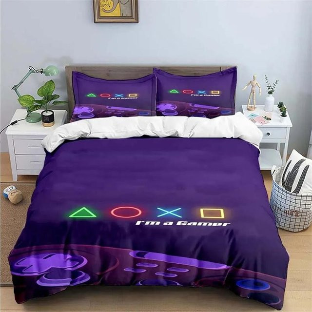 Gamer Controller 3D Druck Bettwäsche Set mit Bettbezug und Bezügen, Luxus Bettwaren Kollektion, B/B: 135 x 200 cm - Bild 1