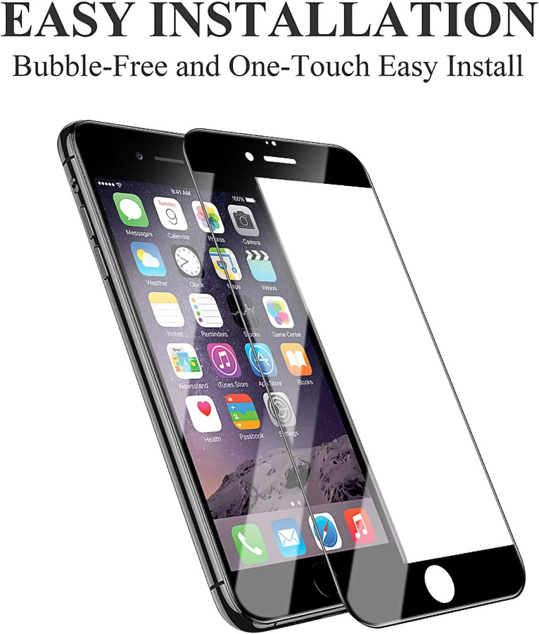 Leeshionz Displayschutzfolie aus gehärtetem Glas für iPhone SE 2020 und iPhone SE 2022, Schwarz - Bild 2