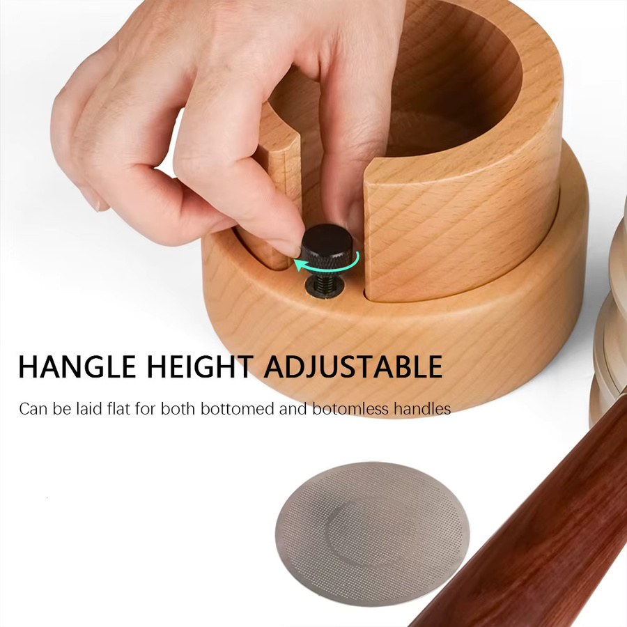 Dalinwell Espresso Tamping Station und Siebträger Halter aus Holz in Multicolour - Bild 4