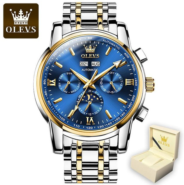 OLEVS Armbanduhr, Automatik, Edelstahl, Blau, 42 mm, Herren - Bild 1