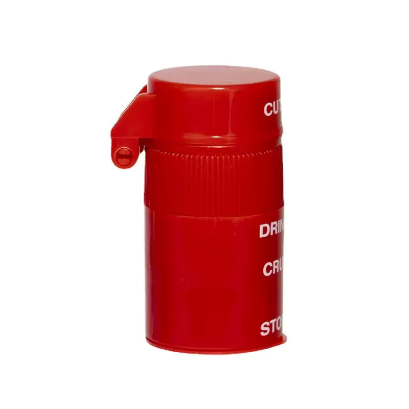 Tragbarer 2-in-1 Camping Pillenbrecher in Rot mit abnehmbarem Wasserbecher - Bild 4