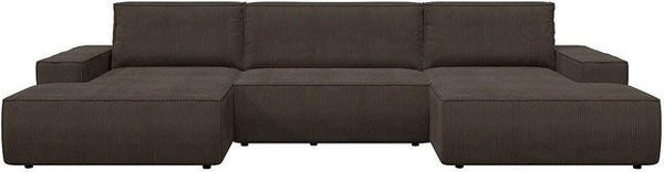 Vente-unique Schlafsofa Amelia in Braun mit Cord-Bezug und Schlaffunktion