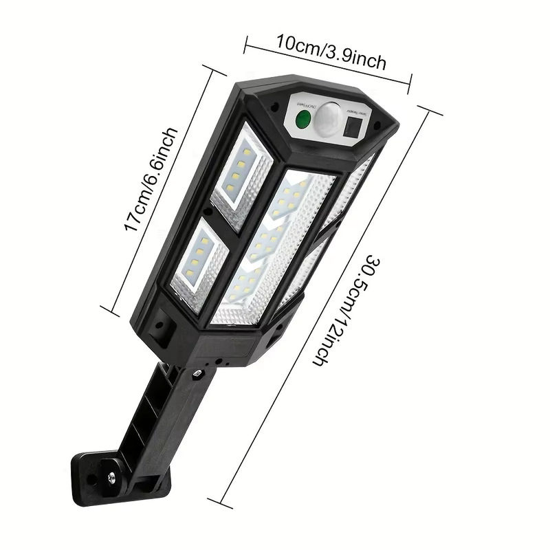 XIWANGFIRE Solar LED Wandleuchte mit Bewegungssensor, IP65 wasserdicht, 6500K Kaltweiß, Schwarz, Outdoor Garten Sicherheit Außenlampe - Bild 5