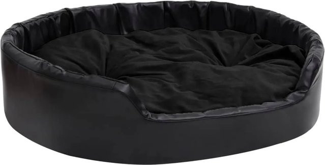 vidaXL Hundebett Sofa in Schwarz aus Kunstleder und Plüsch, B/T/H: 99 x 89 x 21 cm - Bild 1