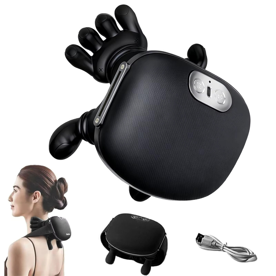 WUIETI USB-Aufladbares 4D-Nacken-Schulter-Massagegerät mit 2-Stufen-Heizung in Schwarz und Grün - Bild 3
