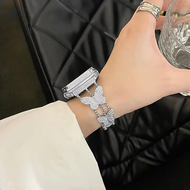 JBAILI Uhrenarmband Edelstahl, Schmetterling, Diamant, Kristall - Bild 2