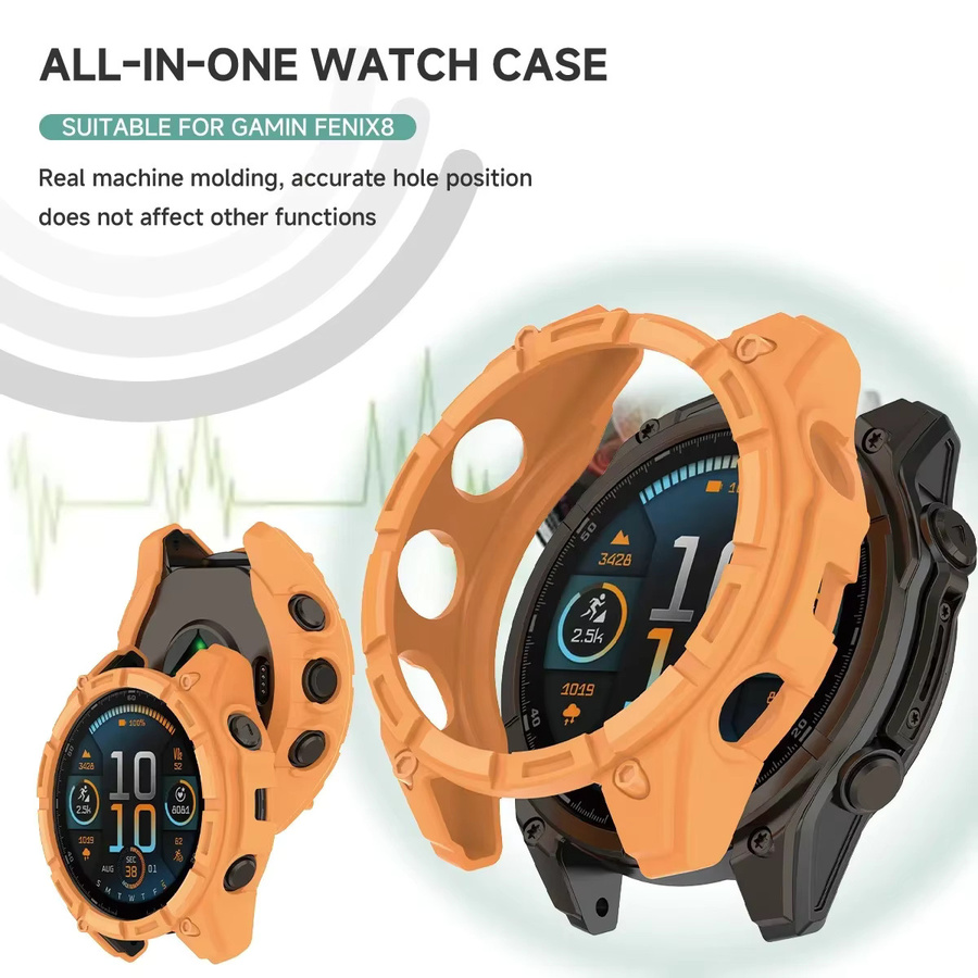 OAKCHARM Schutzhülle mit gehärtetem Glas für Garmin Fenix 8 (51 mm, 43 mm, 47 mm) in Transparent, TPU-Gehäuse mit Anti-Kratz-Stoßstange - Bild 4
