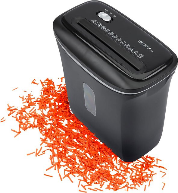 GENIE 480X Aktenvernichter Shredder in Schwarz mit 8 Blatt Partikelschnitt, 12 Liter Fassungsvermögen und Sicherheitsstufe P4 - Bild 1