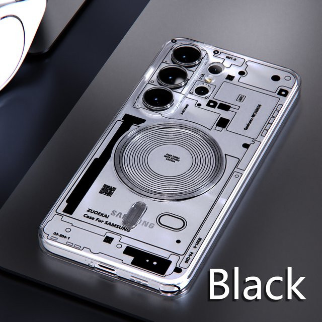 Magnetische Handyhülle mit Leiterplatten-Relief für Samsung Galaxy S26 S25 S24 S23 S22 Ultra, transparente Magsafe Stoßfeste Abdeckung - Bild 1