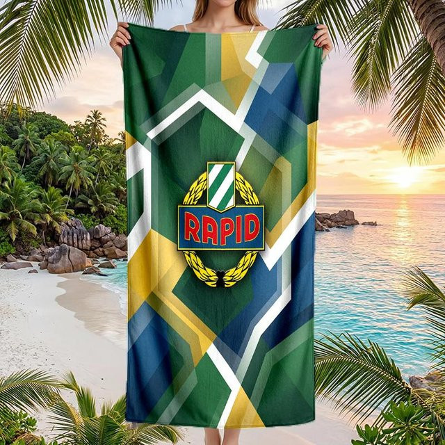 Schnelltrocknendes Mikrofaser Strandtuch Rapid Wien FC Aufdruck von Limi Supply A, Mehrfarbig, B: 70 cm, L: 140 cm - Bild 1